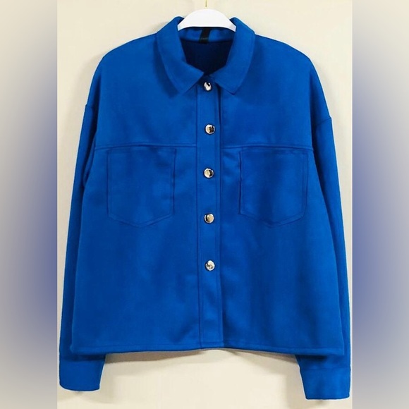 Venti6 Jackets & Blazers - (35703-SUE-ROY) BUTTON UP COLLARED SUEDE JACKET WITH FRONT POCKETS